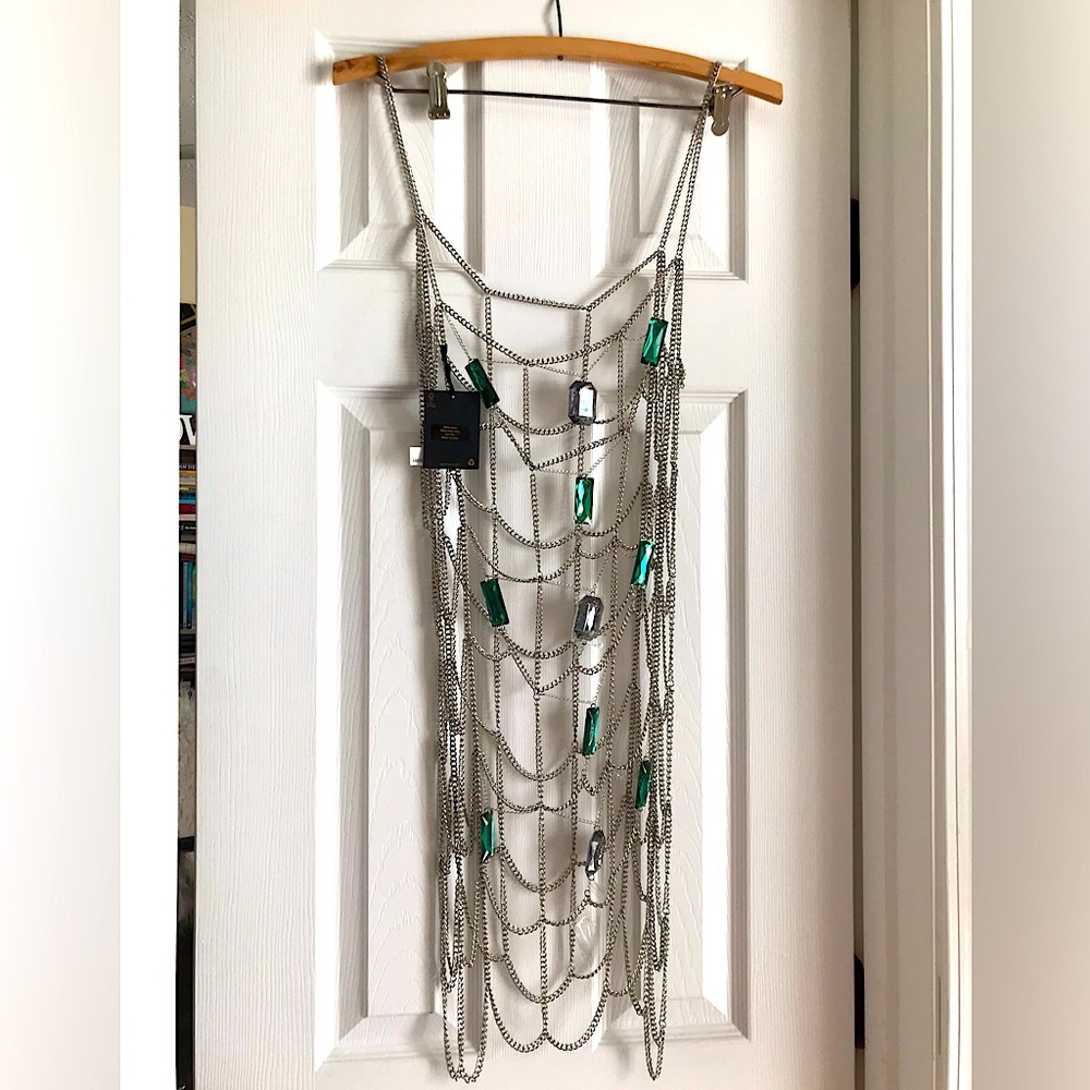 Silver& Green Chain Maile Shirt/tank body jewelry new with tags